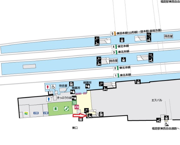 府k睡魔駅スタバの場所を示す構内図