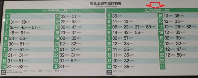 船岡駅の時刻表