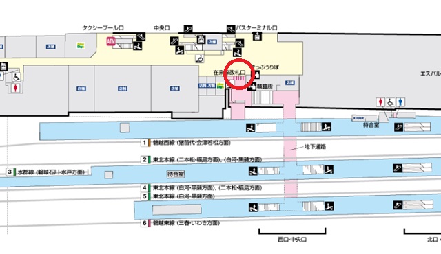 郡山駅一階の構内図