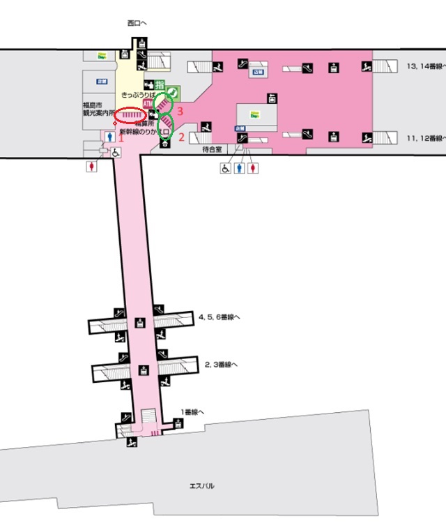 福島駅の構内図2階