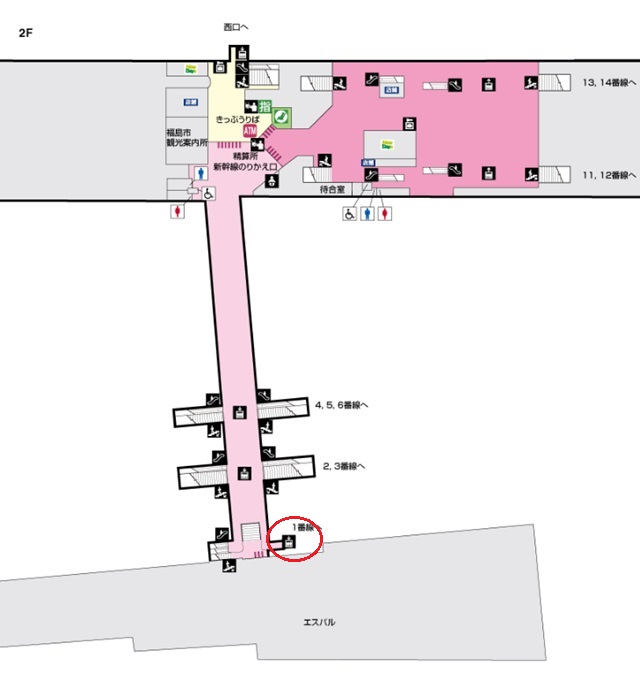 福島駅二階の構内図