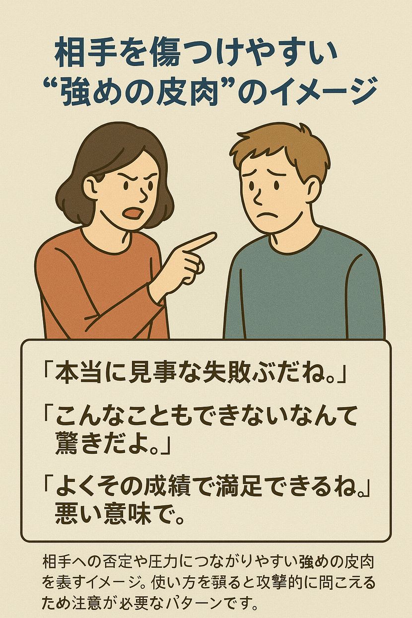 相手を傷つけやすい“強めの皮肉”のイメージ