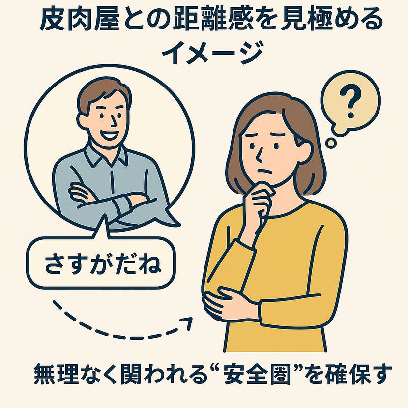 皮肉屋の言葉を深刻に受け止めない対応姿勢のイラスト