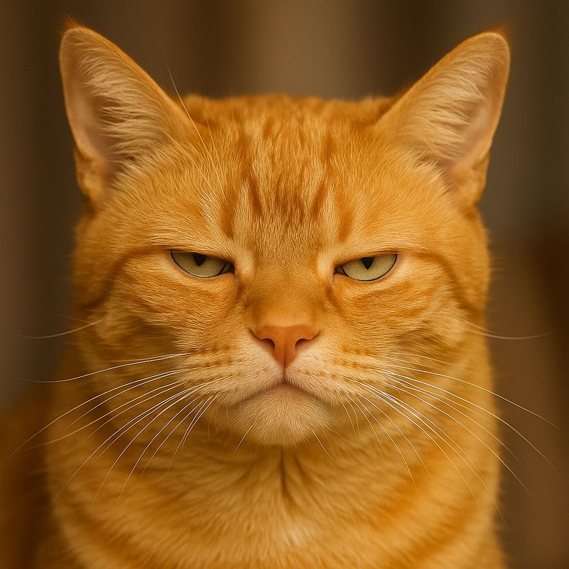 皮肉たっぷりの猫の表情のイメージ写真