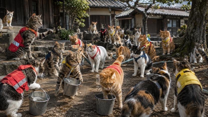 共同活動を通じて仲間の意識を高める猫社会