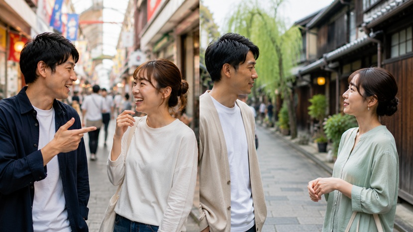 大阪と京都で異なる日常会話の言い回しを表す男女