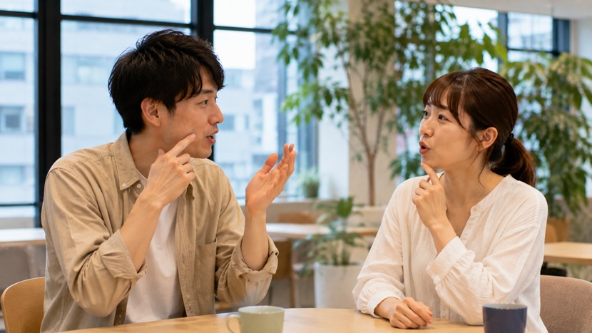 関西弁のイントネーションの違いを会話で確認する男女