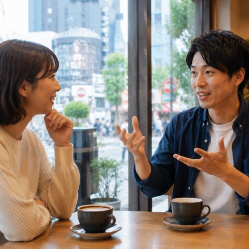 標準語を関西弁に変換して会話する男女