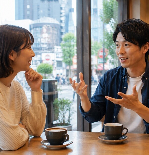 標準語を関西弁に変換して会話する男女