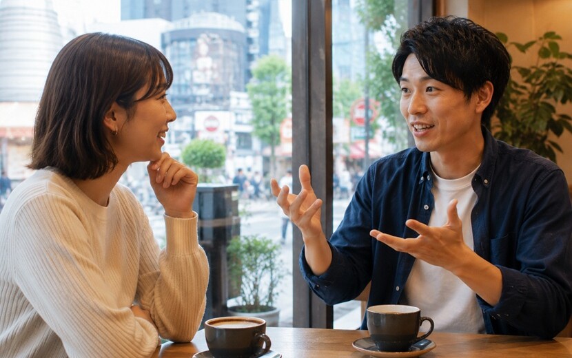 標準語を関西弁に変換して会話する男女