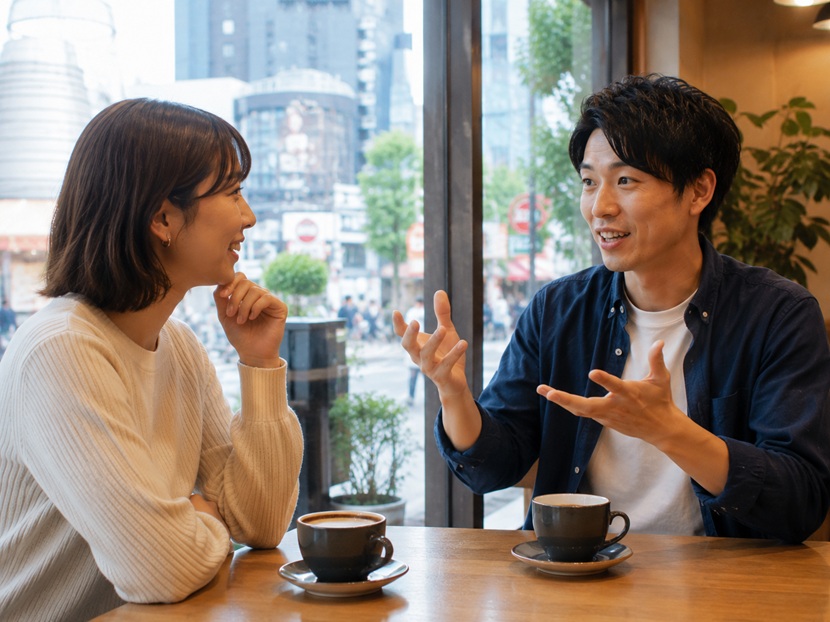 標準語を関西弁に変換して会話する男女