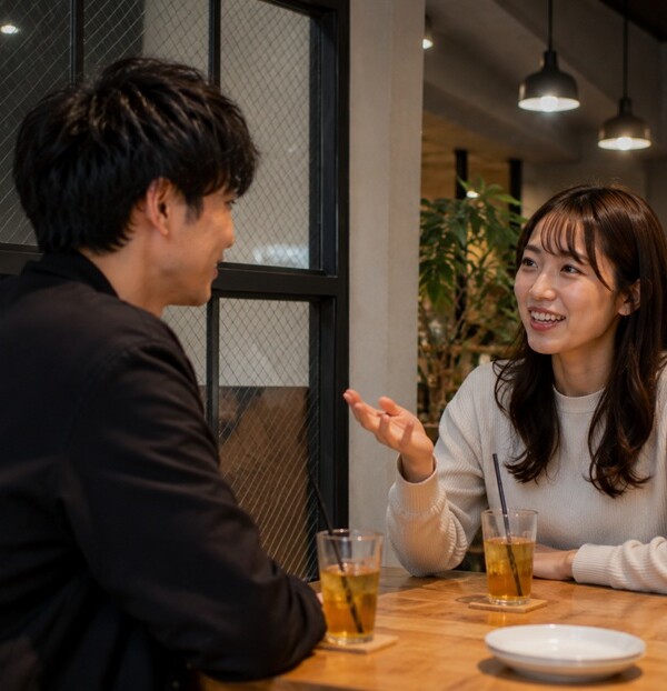 やねん・やでなど関西弁の語尾を使って会話する男女