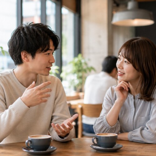 関西弁のイントネーションや発音について会話する男女