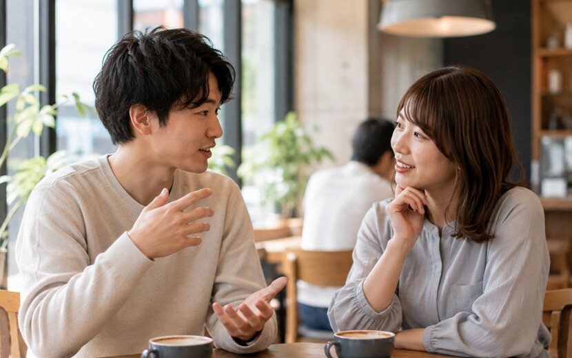 関西弁のイントネーションや発音について会話する男女