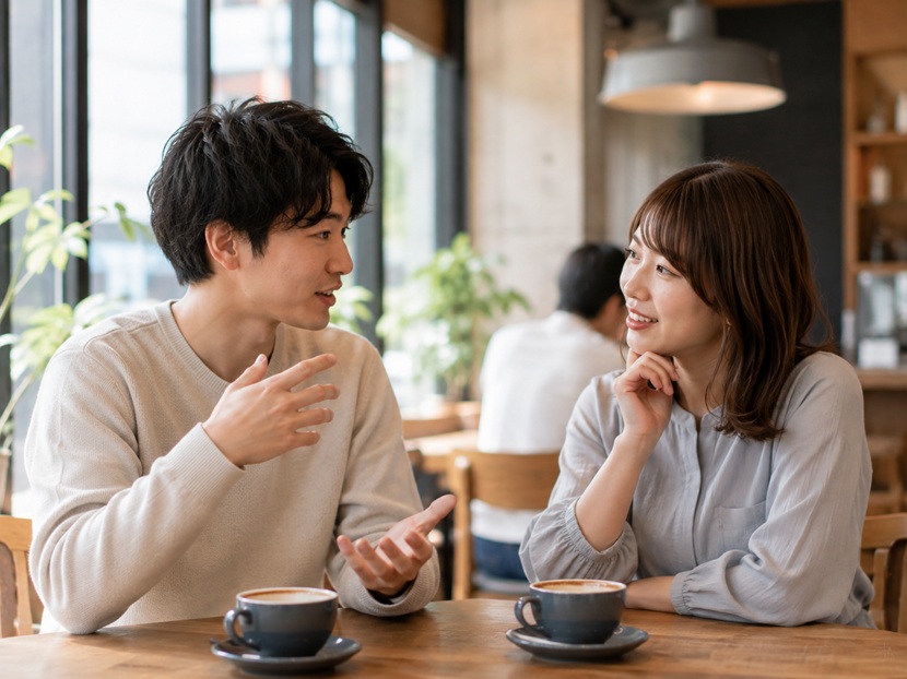 関西弁のイントネーションや発音について会話する男女