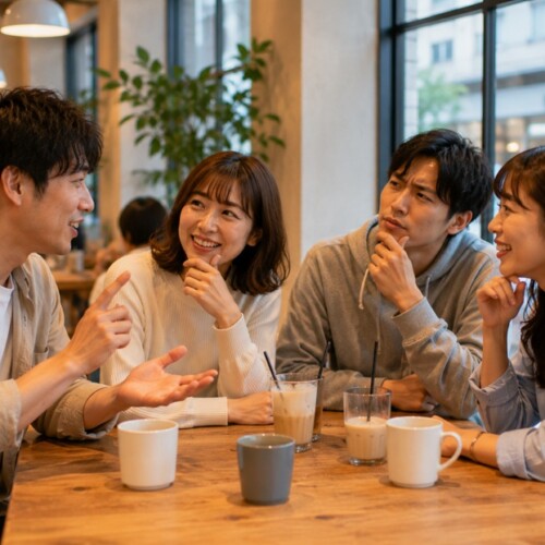 関西弁クイズを楽しみながら会話する男女