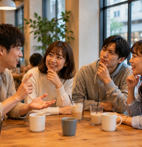 関西弁クイズを楽しみながら会話する男女
