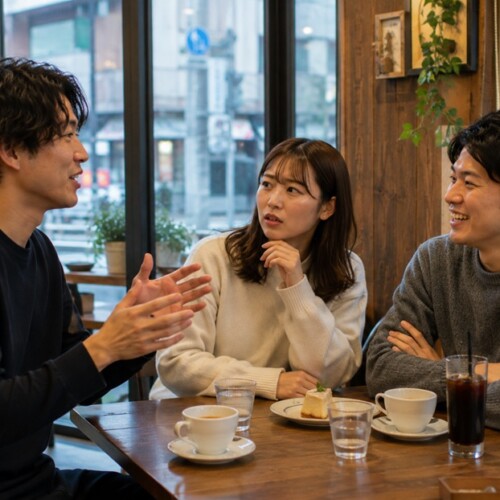 難しい関西弁を聞いて戸惑う会話の様子