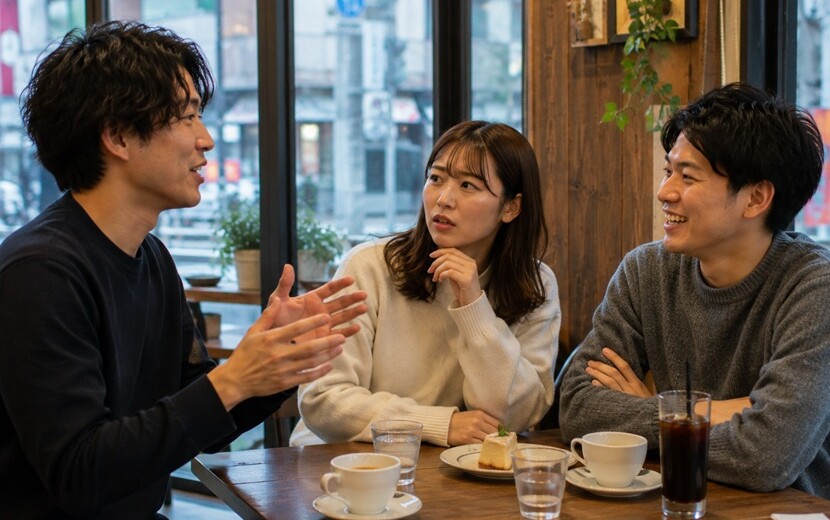 難しい関西弁を聞いて戸惑う会話の様子