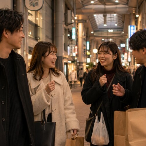 関西弁で日常会話を楽しむ男女