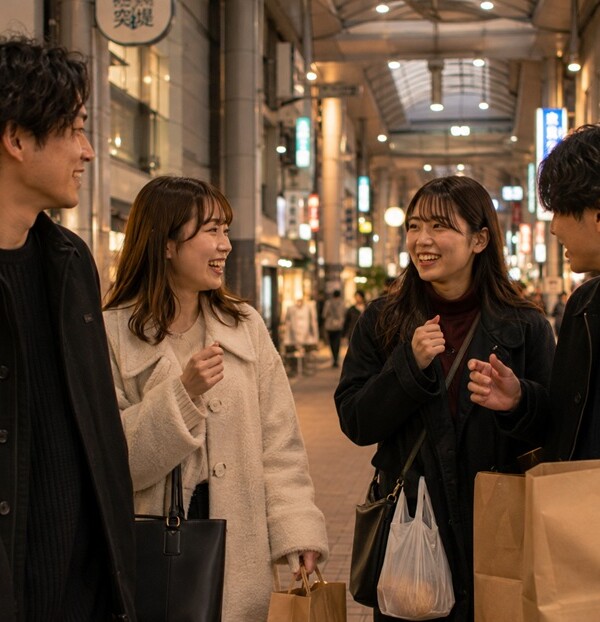 関西弁で日常会話を楽しむ男女