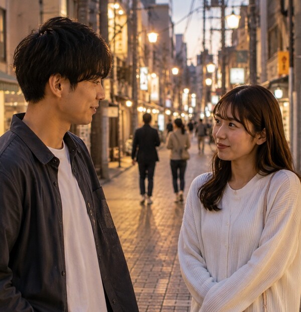 関西弁で告白する男女のイメージ