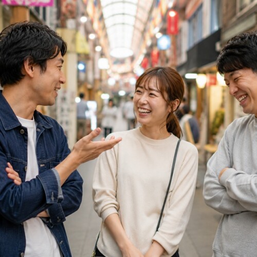 大阪弁の皮肉を笑いながら交わす男女の会話