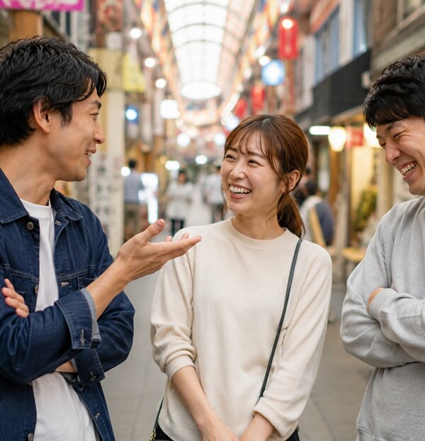 大阪弁の皮肉を笑いながら交わす男女の会話