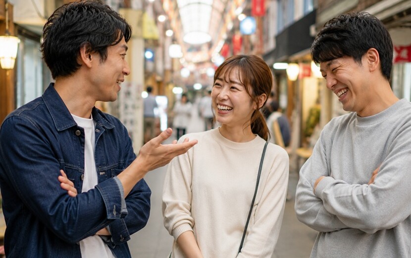 大阪弁の皮肉を笑いながら交わす男女の会話
