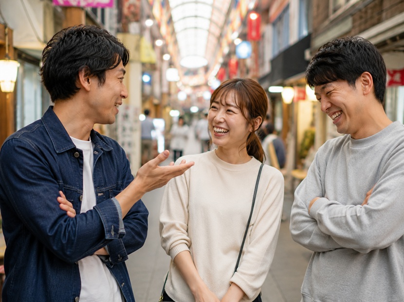 大阪弁の皮肉を笑いながら交わす男女の会話