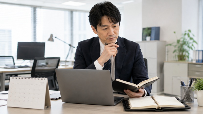 取引先へのメールで具体的な期限を確認する会社員