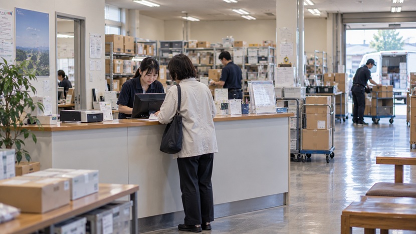 利用者の事情に合わせて荷物の受け取り日時を調整するスタッフ