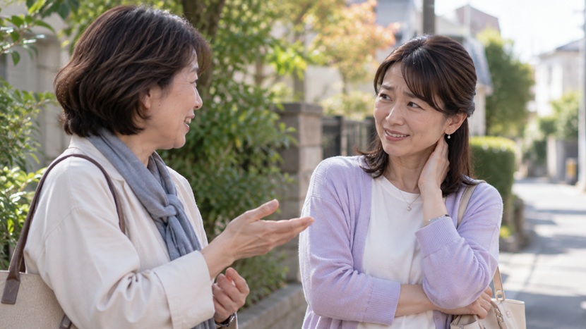 私生活について踏み込んだ質問をされ少し答えにくそうにする女性