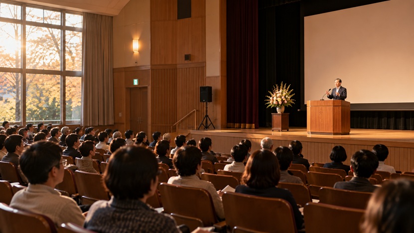 講演会で心に響く言葉や胸を打つ話を聞く人々