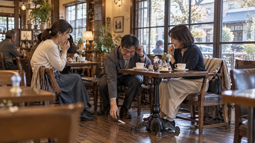 カフェで小さな失敗を照れ笑いし周囲を和ませる愛嬌のある男性