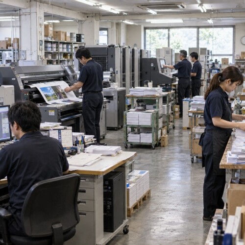 印刷会社でそれぞれのスキルを生かして働くスタッフ