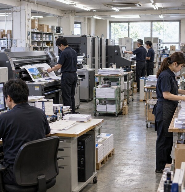 印刷会社でそれぞれのスキルを生かして働くスタッフ