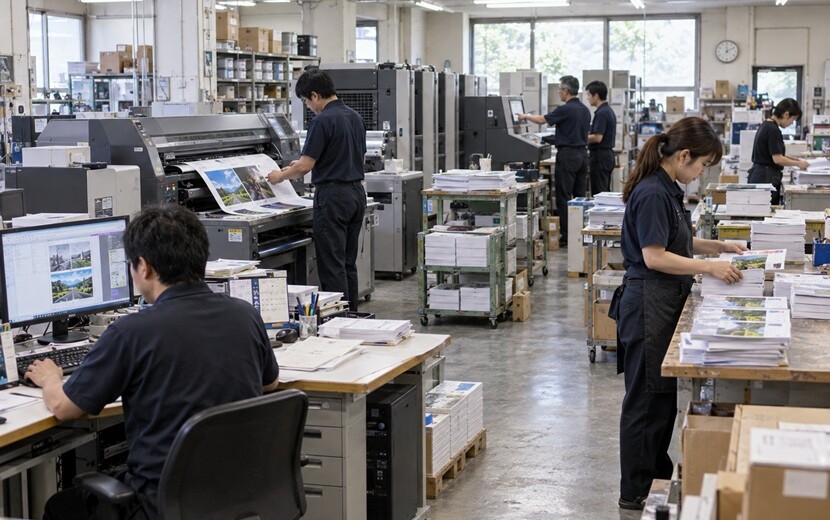 印刷会社でそれぞれのスキルを生かして働くスタッフ