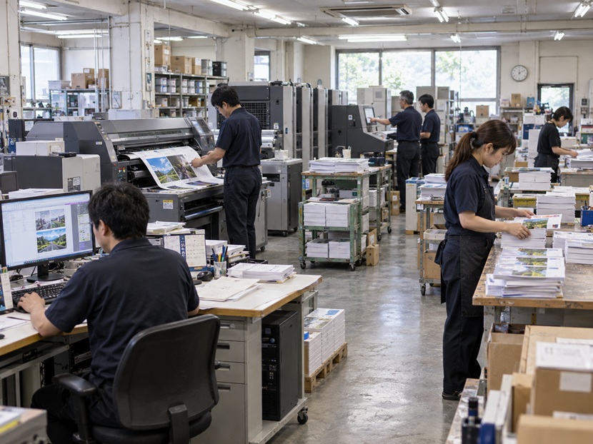 印刷会社でそれぞれのスキルを生かして働くスタッフ