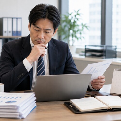 近々の予定と直近の情報を確認する会社員