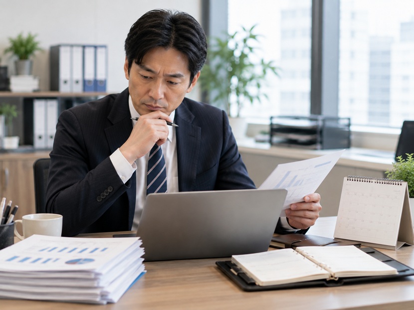 近々の予定と直近の情報を確認する会社員