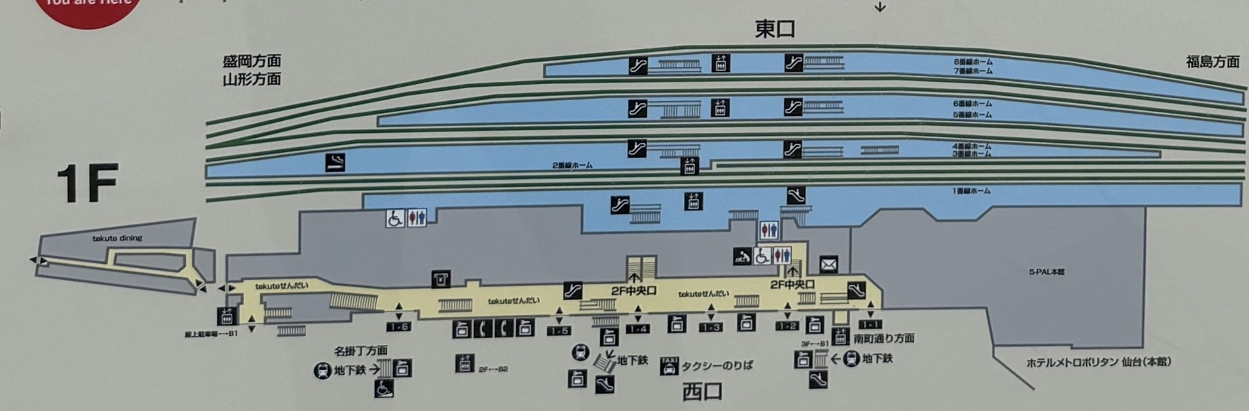 仙台駅1階の構内図