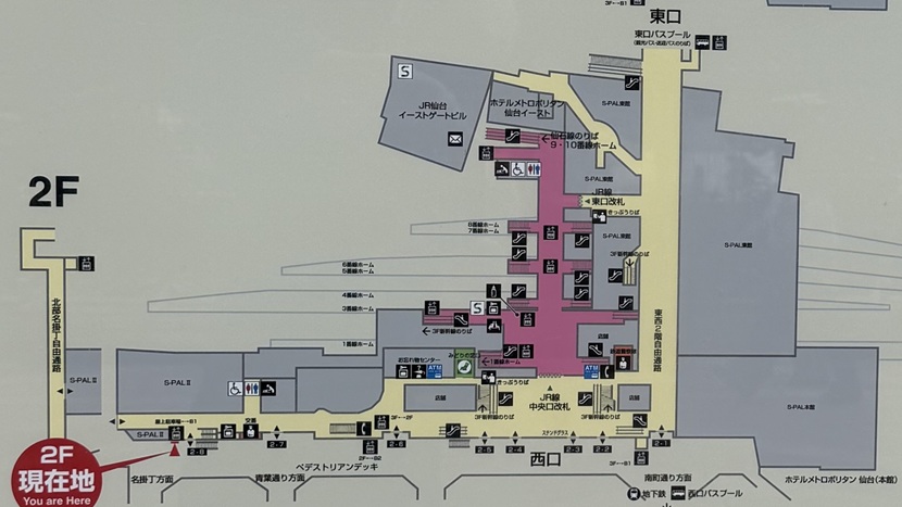 仙台駅2階の構内図