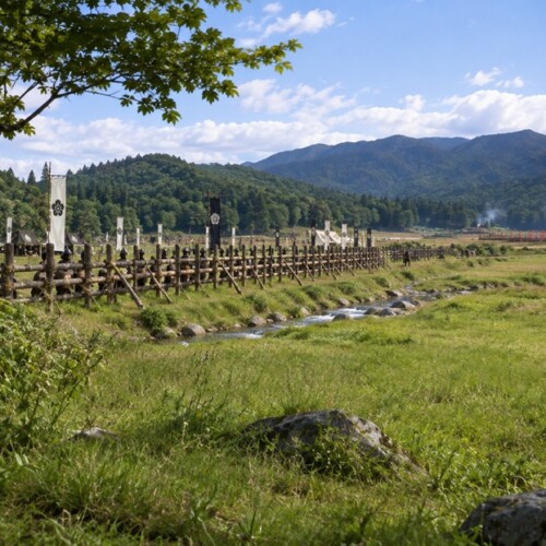 長篠の戦いの舞台となった設楽原をイメージした歴史風景