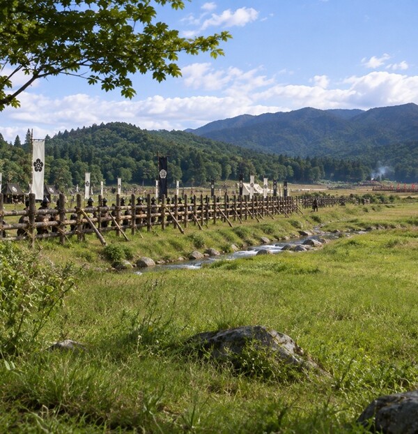 長篠の戦いの舞台となった設楽原をイメージした歴史風景