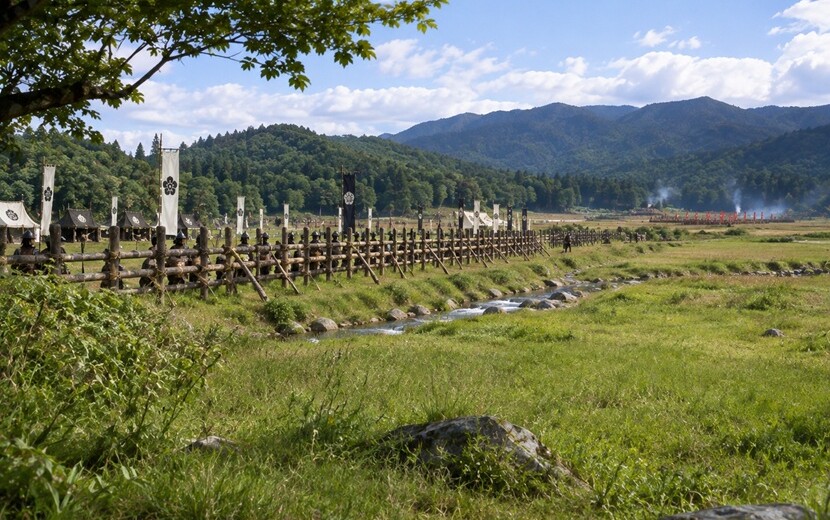 長篠の戦いの舞台となった設楽原をイメージした歴史風景