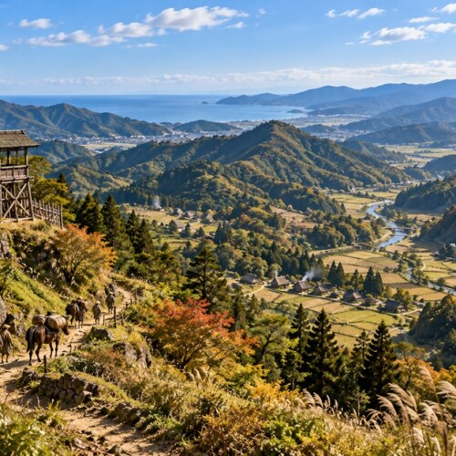 北条早雲が勢力を広げた伊豆と相模の山並みを望む戦国時代の風景