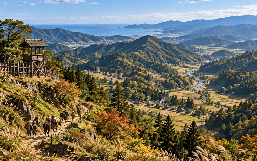 北条早雲が勢力を広げた伊豆と相模の山並みを望む戦国時代の風景