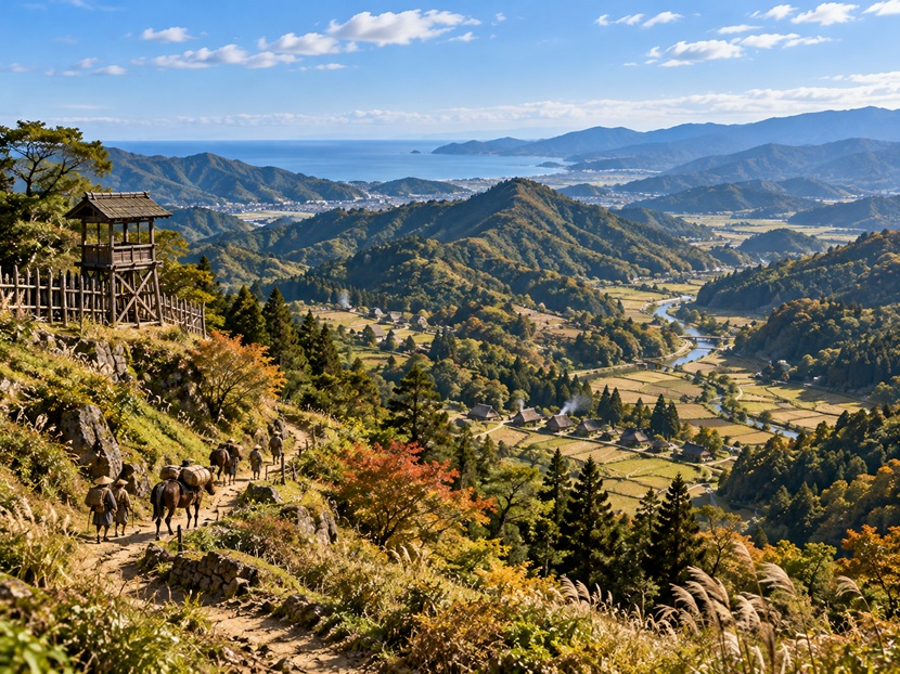 北条早雲が勢力を広げた伊豆と相模の山並みを望む戦国時代の風景