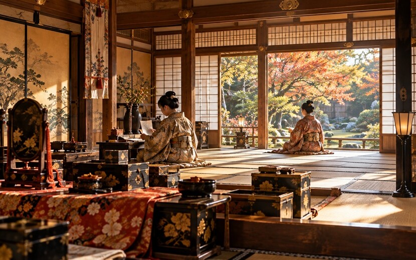 戦国時代の前田家の女性たちの暮らしをイメージした武家屋敷の座敷